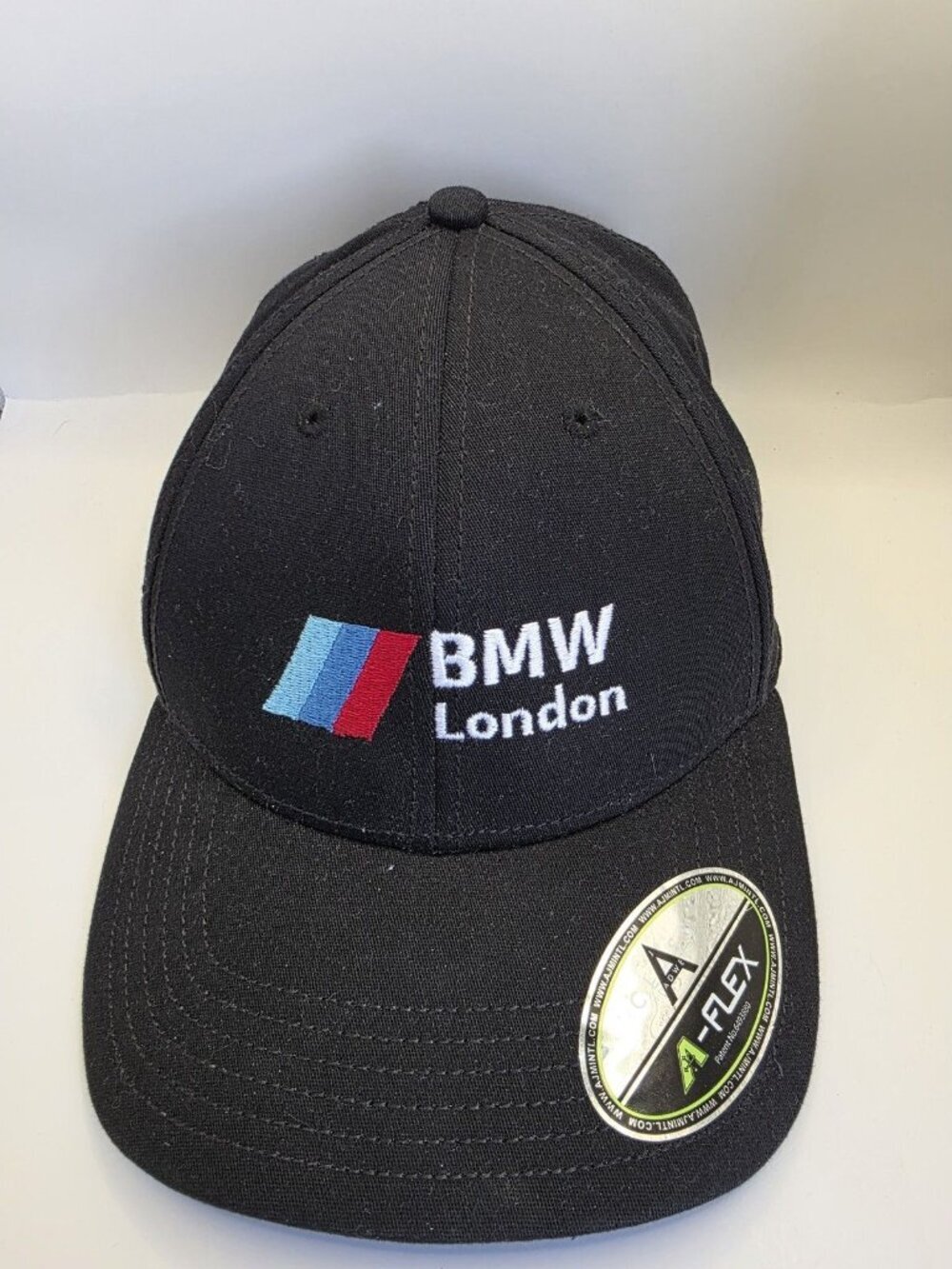 BMW London A-Flex Fitted Hat Cap Black L/XL Class A Headwear Stretch Fit Men's